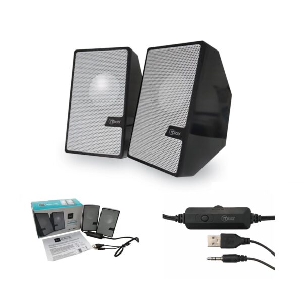 PARLANTE MULTIMEDIA PARA PC MARCA MLAB GRIS