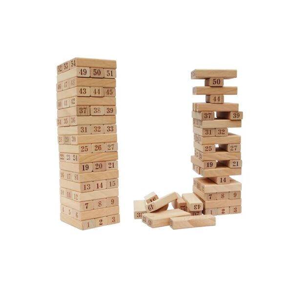 JUEGO YENGA MADERA NATURAL NUMERADA 54 PIEZAS