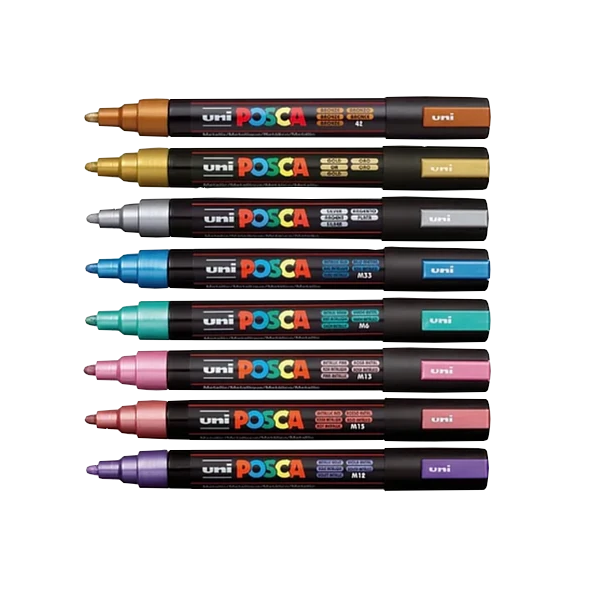 Set Marcadores Posca 5M - 8 Colores Metálicos - Imagen 2