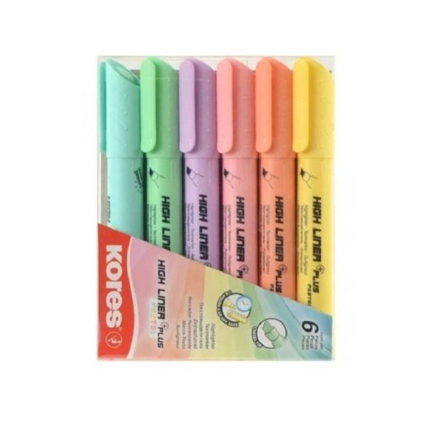 SET DESTACADORES 6 COLORES PASTEL  KORES