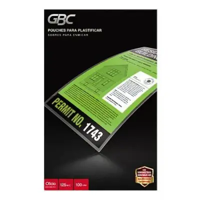 Laminas para Plastificar Oficio 125mic 229x368mm 100 Un Gbc